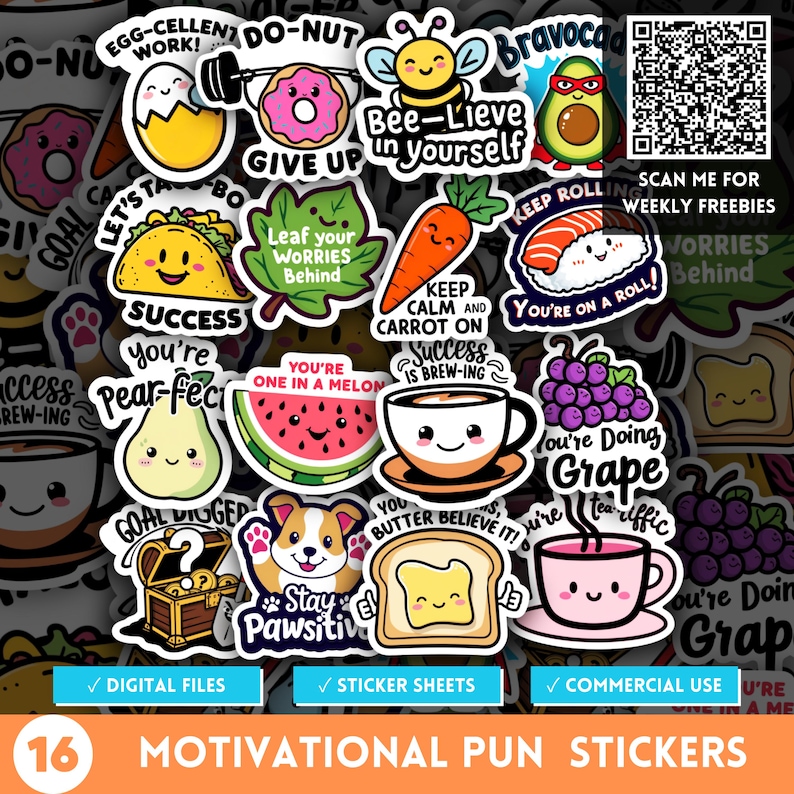 Funny Motivational Pun Sticker, Quirky Daily Affirmation PNG, Cute ...
