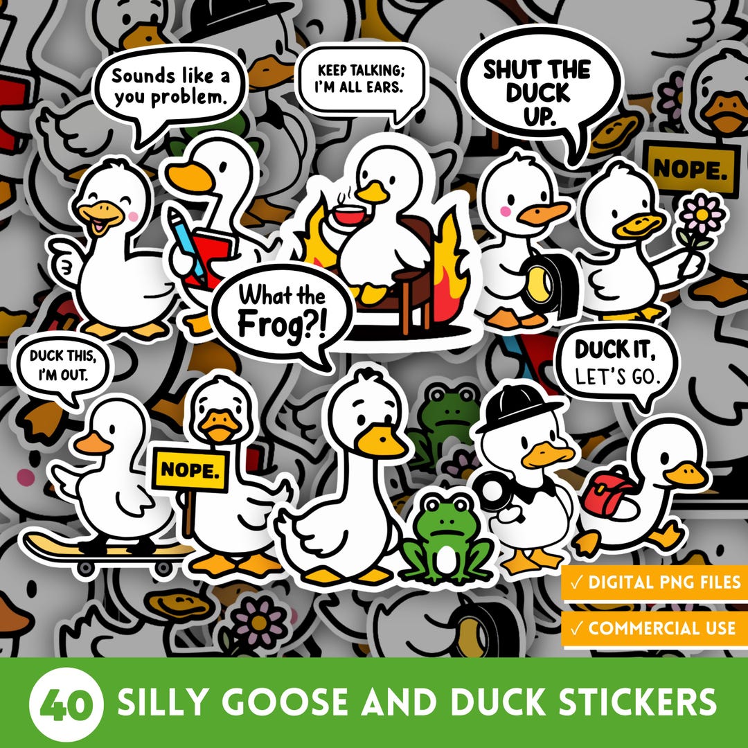 Funny Silly Goose, Cute Duck Sarcastic Stickers, Fun and Quirky Pun ...