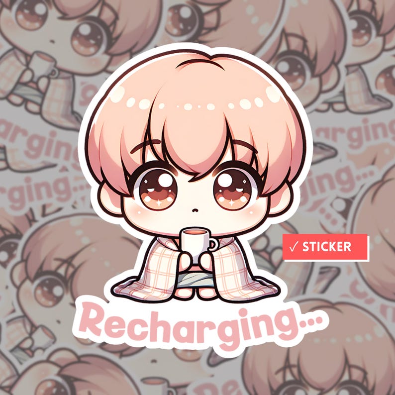 Cute Chibi Introvert Character PNG Stickers