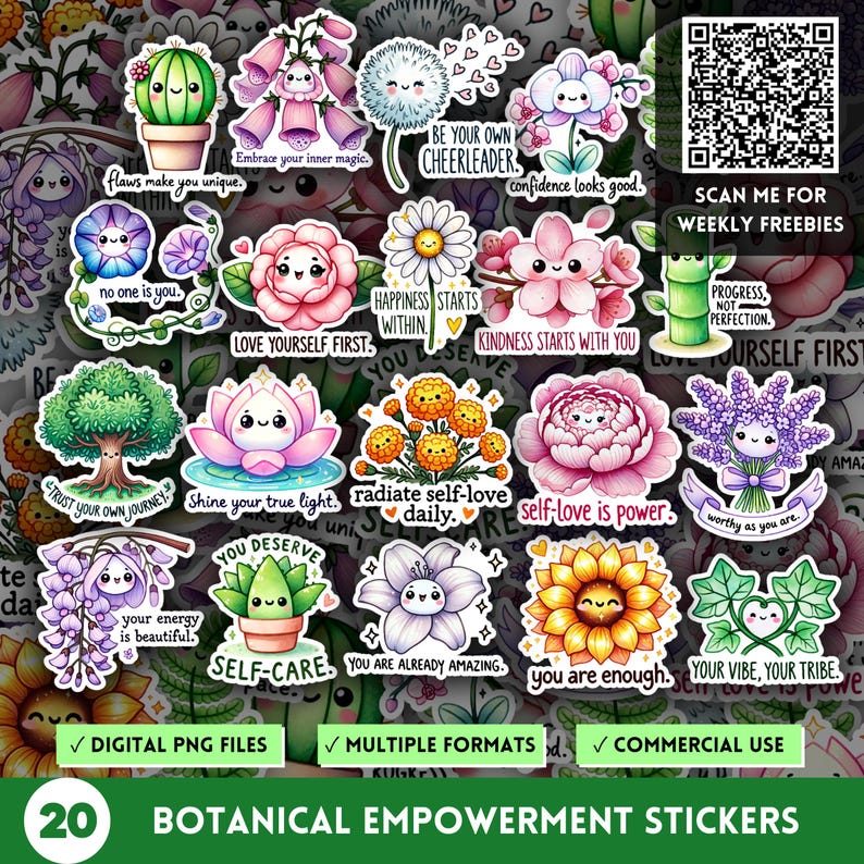 Watercolor Botanical Empowerment Stickers