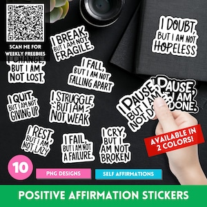 I Am Affirmations Daily Positive PNG Stickers, Fun Motivational Uplifting Quote Stickers, Cool Self Care Stickers for Notability, Goodnotes