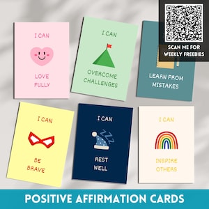 Positive Affirmation Cards - 30 "I CAN" Words of Affirmation, Printable Affirmation Cards, Daily Mindfulness & Motivational Quotes