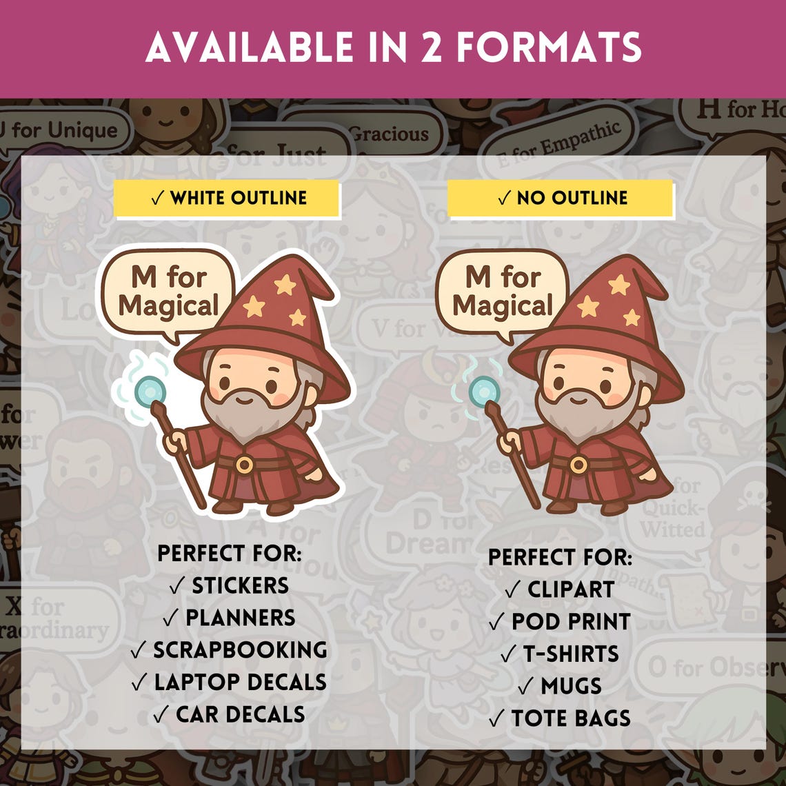 Traits Sticker Chibi Fantasy RPG Characters Personality Traits Stickers, Cute A-Z ...