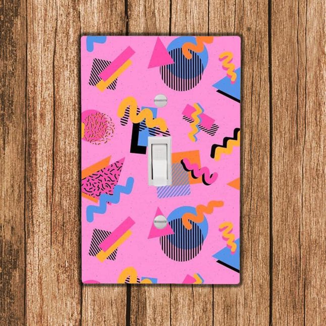 Light Switch Pattern 80s Pink Geometric Pattern Light Switch Toggle, Rocker or Outlet Duplex ...