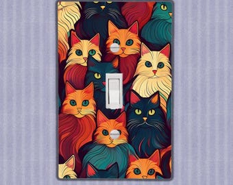 WIRESTER 1-Gang Toggle Light Switch Wall Plate, Durable Plastic, Black White Tuxedo Cat Design