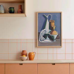 Krug und Vasen Druckbare Stillleben Wandkunst, Vilhelm Lundstrøm Kunst Poster für Zuhause, Töpfe und Gefäße Digital Art Print für die Küche