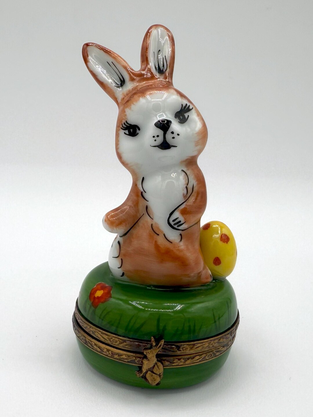 Limoges France Peint Main Bunny Rabbit Egg Trinket Box With Baby Chick ...