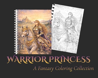 Warrior Princess Coloring Book | Fantasy Art Printable (PDF)