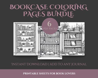 Coloriages de bibliothèque | Feuilles imprimables pour les amoureux des livres (6 pages)
