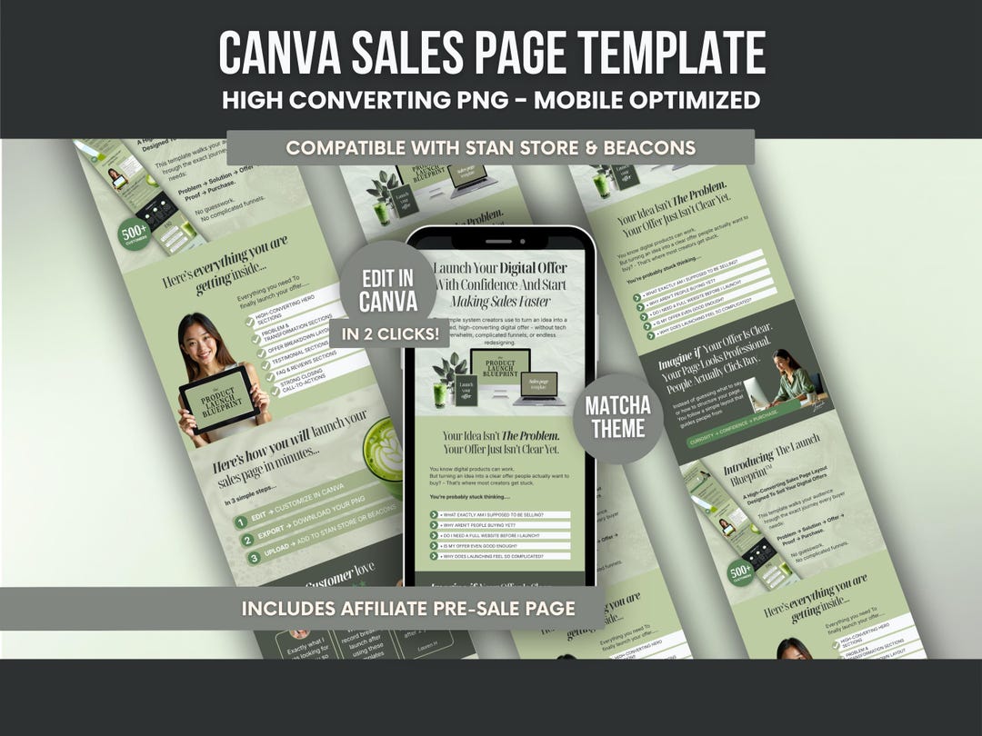 Beacons & Stan Store Sales Page Template Canva PLR Editable | Affiliate ...