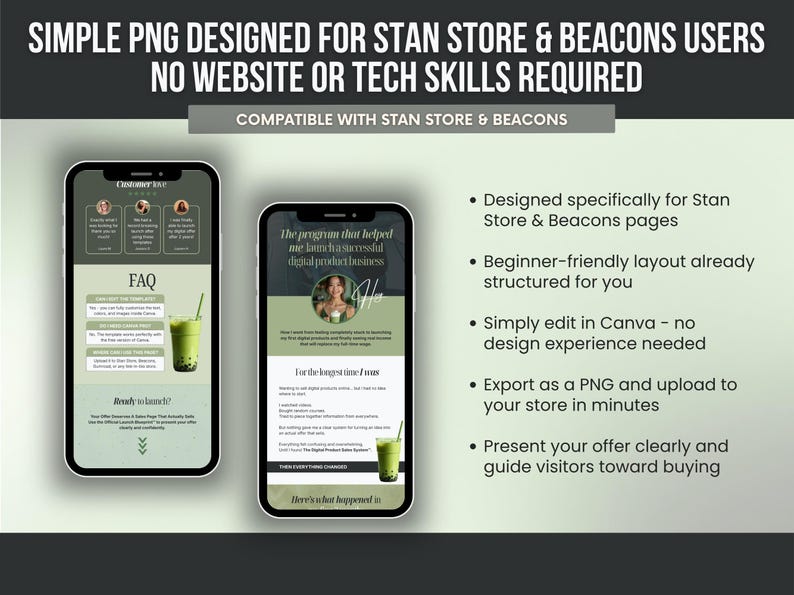 Beacons & Stan Store Sales Page Template Canva PLR Editable | Affiliate ...