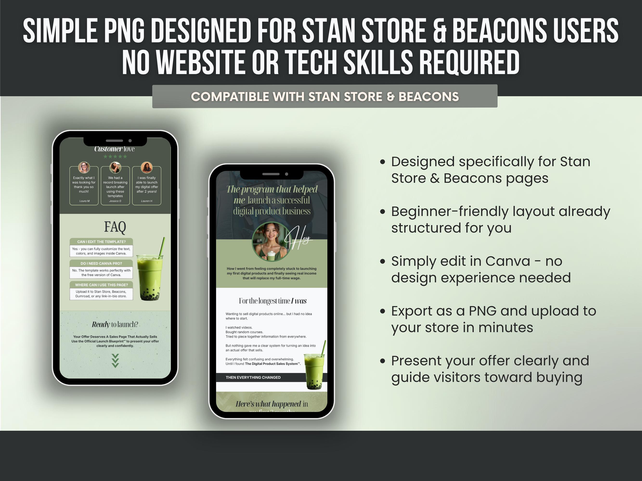 Beacons & Stan Store Sales Page Template Canva PLR Editable | Affiliate ...