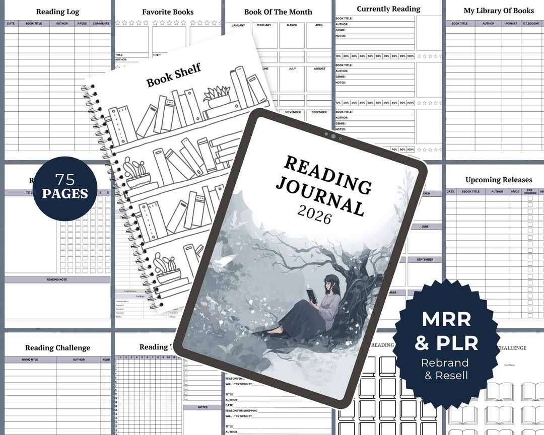 Reading Journal Canva Template | Editable Book Tracker & Review Planner ...