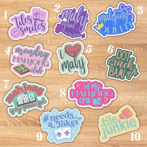 Cute Mahjong Sticker Pack | Girly Mahjong Stickers | Mahjong Gift for Women | Water Bottle Laptop Stickers | Mahjong Accessories immagine 2