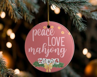 Custom Mahjong Christmas Ornament – Ceramic Holiday Decoration