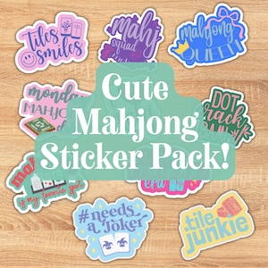 Cute Mahjong Sticker Pack | Girly Mahjong Stickers | Mahjong Gift for Women | Water Bottle Laptop Stickers | Mahjong Accessories immagine 1
