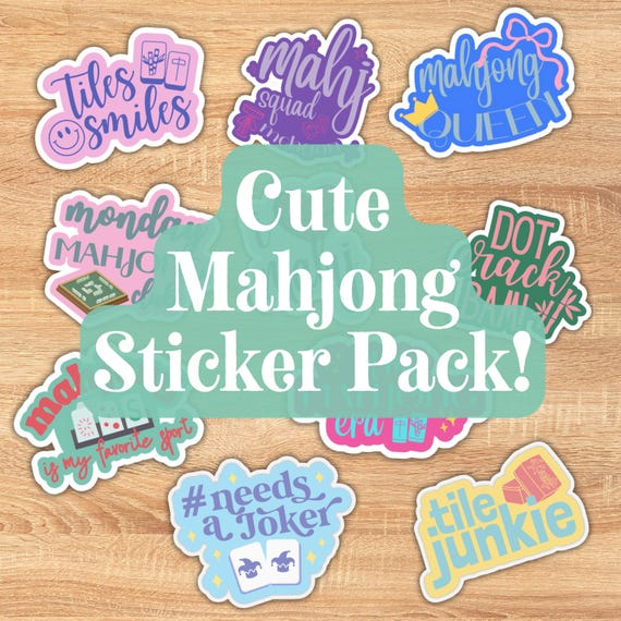 Cute Mahjong Sticker Pack | Girly Mahjong Stickers | Mahjong Gift for Women | Water Bottle Laptop Stickers | Mahjong Accessories
