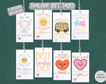 Printable Teacher Gift Tags, Thank You Teacher, Teacher Appreciation Week, End of Year Teacher Gift, Staff Appreciation, Cute School Tags