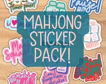 Mahjong Sticker Pack | Mahjong Gift for Women | Cute Mahjong Stickers for Water Bottle Laptop | Game Night Stickers | Mahjong Accessories