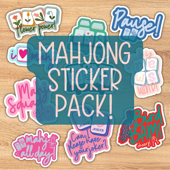 Mahjong Sticker Pack | Mahjong Gift for Women | Cute Mahjong Stickers for Water Bottle Laptop | Game Night Stickers | Mahjong Accessories