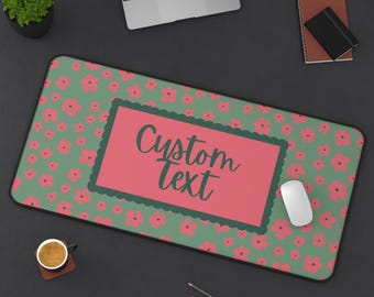 Personalized Desk Mat, Pink Floral, Custom Name, Teacher Gift