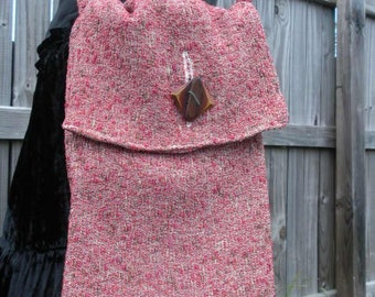 tote style purse in thick woven silk  OOAK Renaissance costume pouch tote bag