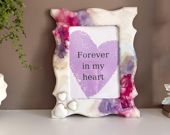 Handmade Resin Heart Frame | Pink Alcohol Ink, 3D Hearts, Coquette Decor