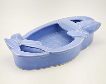 Nelson McCoy Double Lilies Blue Bulb Planter | Vintage 1940s Pottery