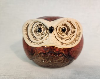 1970s Stylized Ceramic Wood Owl