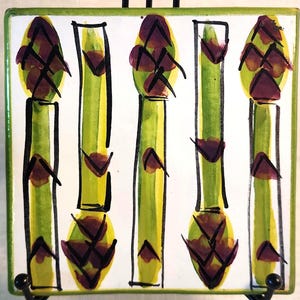 Vintage Asparagus Trivet or Wall Hanging – Hand Painted Kitchen Décor