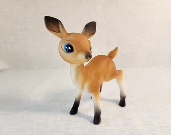1960s Kitschy Vintage Reindeer Big Blue Eyed Fawn Baby, Christmas Décor