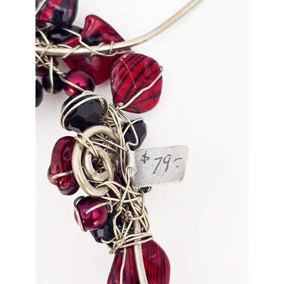 Ruby Red Metallic Statement Art Collar Necklace, … - image 8