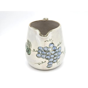John B Taylor Vintage Olive Green Blue Grapes Pottery Pitcher Kentucky USA