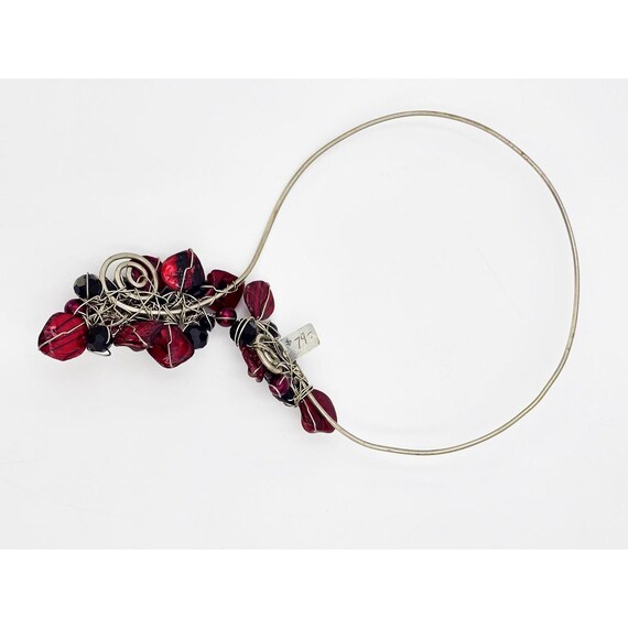 Ruby Red Metallic Statement Art Collar Necklace, … - image 7