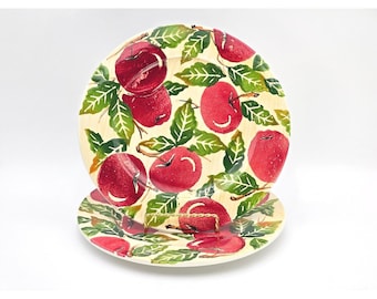 Italian Red Apple & Leaves Dinner Plates Set of 2 La Ceramica VBC 7401/27