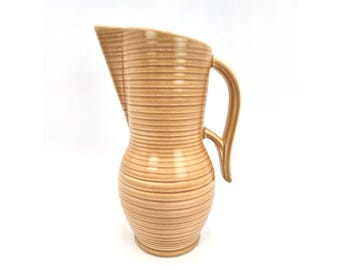 1930s Art Deco Pottery Vintage Water Pitcher, Marked Crown Devon Made in England