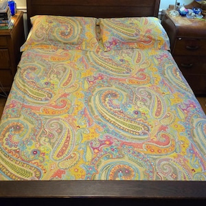 Vintage Paisley Cotton Duvet Cover Set: Watercolor Style, Queen/King