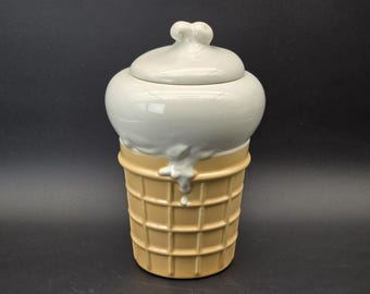 Ice Cream Cone Cookie Jar | Vintage 1980s Kitchen Décor, Made in USA