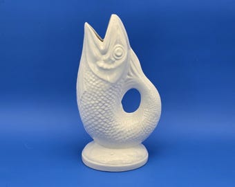 White Fish Sculptural Figurine Water Pitcher | Vintage 1980s by Subtil Portugal