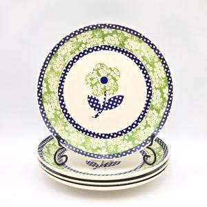Royal China Cavalier Ironstone Blue & Green Gingham Daisy Dinner Plates Set 70s