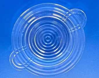 Clear Tabbed Art Deco New York Butter Plates Set 4 Manhattan Bullseye 1930s RARE