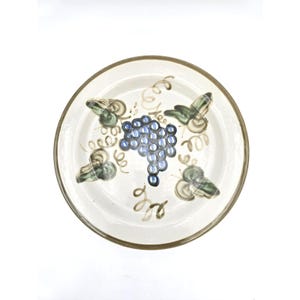 John B Taylor Vintage Olive Green Blue Grapes Pottery Round Serving Platter