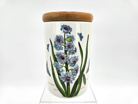 Portmeirion Botanic Garden Cannister with Wood Lid, 1972, Collectible Kitchenware