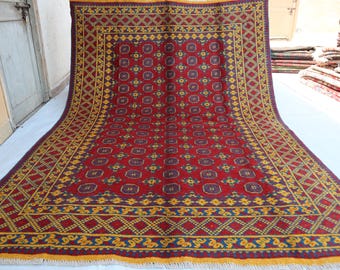 7x10 Ft Brand New Afghan Akhcha Handmade  Rug, Afghan High Pile Rug Turkmen Bokhara Area rug Living Room rug, Tribal Rug, Bedroom Office rug