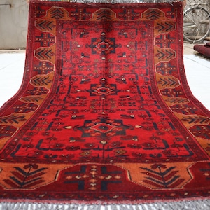 3x5 Afghan Genuine New Area Rug, Turkmen Oriental Geometric Rug, Khal Mohammedi Bukhara Afghan Handmade Rug, Living room Décor office Carpet