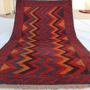 3&#39;4x6&#39;3 Feet Nokari Area Rug, Baluchi Vintage Area Rug, Turkmen Geometric Antique Genuine Baluch Rug, Handmade Oriental Livingroom Décor Rug