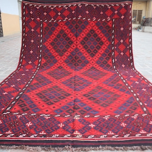 7x10 Ft Afghan Maiman Tribal Kilim Rug, Quality Vintage Kilim, Oriental Kilim Rug, Hand Knotted Kilim Rug, Living room Rug, Dining Table Rug