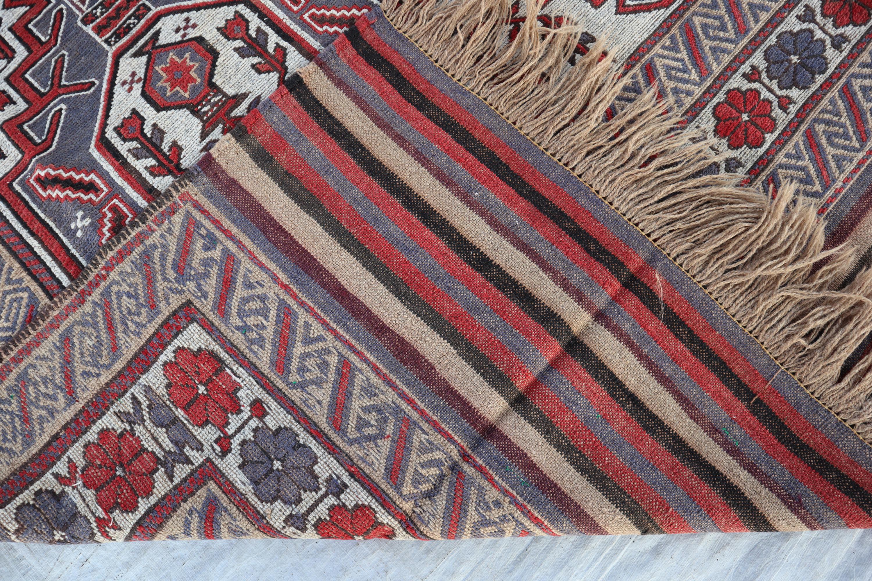 6'1x8'4 アフガニスタンヴィンテージキリムラグ - アンティーク色あせ