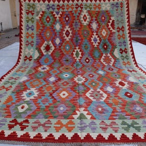 7x10 Ft New Maimana Chubi Kilim Rug, Flatweave Rug, Afghan Tribal Rug, Turkmen Oriental rug, Vintage rug, Rug for Bedroom, Livingroom Carpet