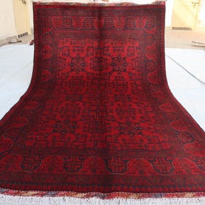 4x7 Ft Turkmen Oriental Rug, Afghan Bukhara Handmade Geometric Bukhara Genuine Rug, Afghan Khal Mohammedi Area Rug, Living room Décor Carpet